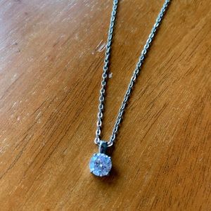 Round Cubic Zirconia Silver Necklace